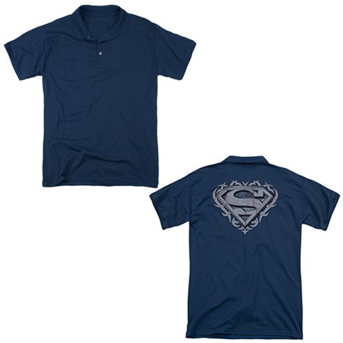 Superman Tribal Steel Shield Polo T-Shirt